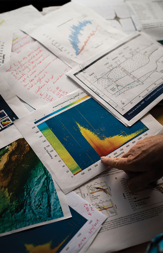 a hand pointing at a graph