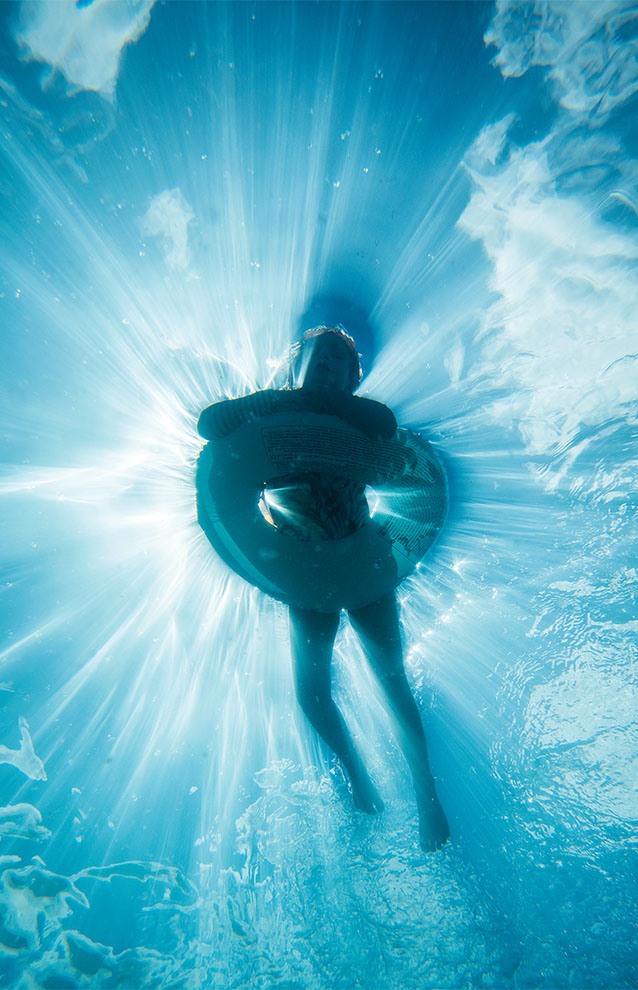 Person in a pool floatie