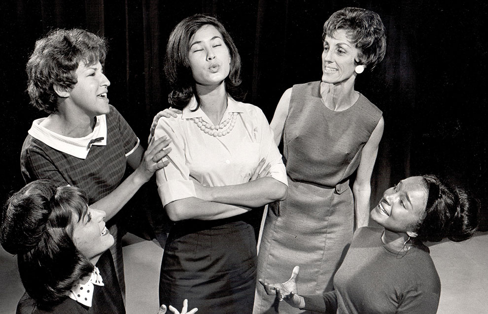 a group of women standing together