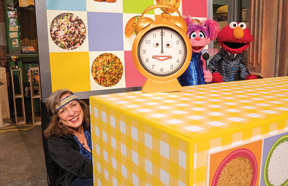 a person behind a clock